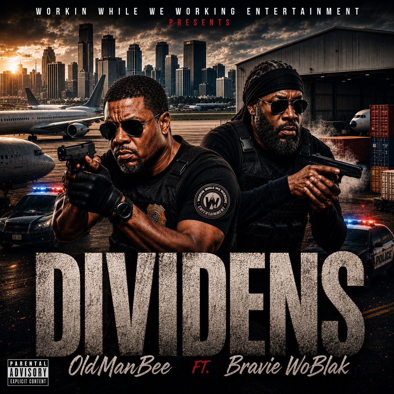 DIVIDENS upcoming single artwork featuring OldMan Bee and Bravie WoBlak